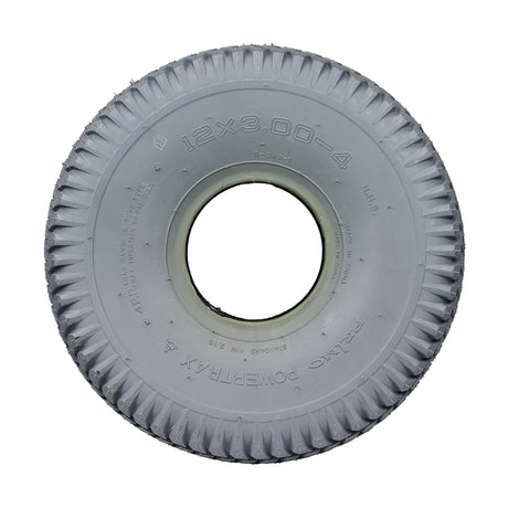 12x3.00-4 Pneumatic Mobility Tire with C248 Powertrax Tread, featuring a circular design with a hole in the middle, ideal for PaceSaver power chairs, providing superior control and grip.