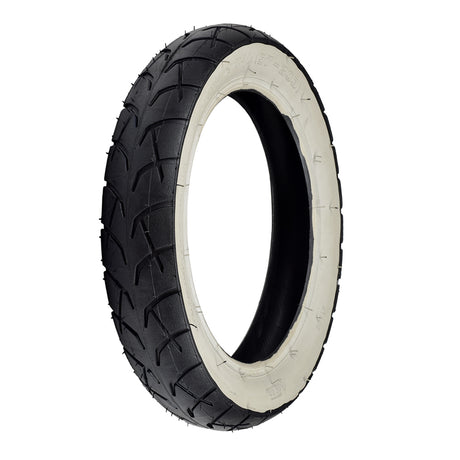 12-1/2x2-1/4 (57-203/62-203) White Wall Scooter Tire & Inner Tube Set, featuring a close-up of the tire's tread and logo, designed for Razor Pocket Mod scooters.