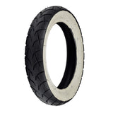 12-1/2x2-1/4 (57-203/62-203) Whitewall Scooter Tire with Q211 Tread, close-up showing detailed tread pattern and minor cosmetic blemishes on the whitewall.