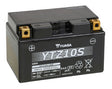 12 Volt YTZ10S Sealed AGM Scooter, ATV, and Dirt Bike Battery with white text, showcasing a rectangular black battery ideal for motorcycles, featuring maintenance-free and leak-proof design.