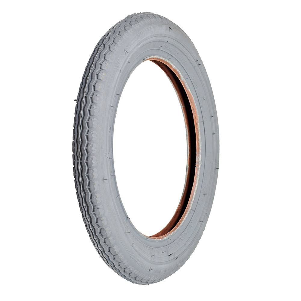 12-1/2x2-1/4 Pneumatic Mobility & Wheelchair Tire with C51 Street Tread, featuring a distinct red stripe and non-marking gray rubber, designed for both indoor and outdoor use.