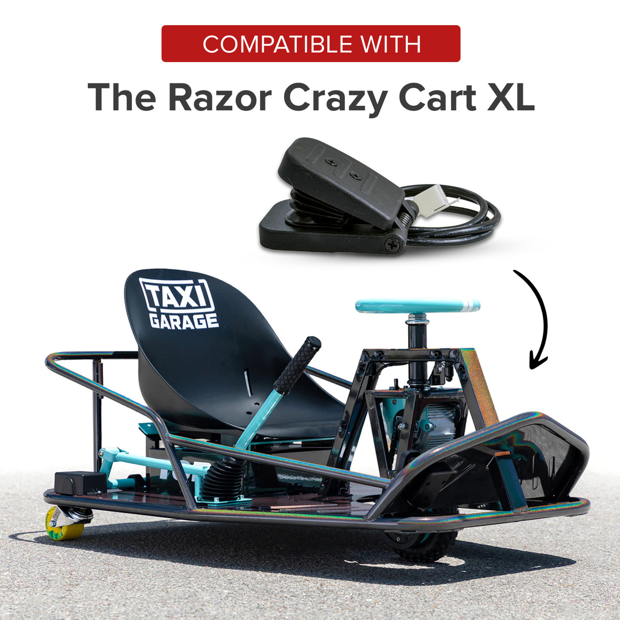 Foot Pedal Throttle for the Razor Crazy Cart XL (Versions 1+)