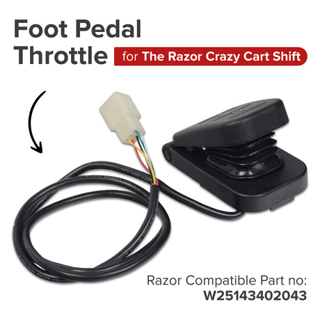 Foot Pedal Throttle for the Razor Crazy Cart Shift (Versions 1+) & Crazy Cart Shift Lightshow