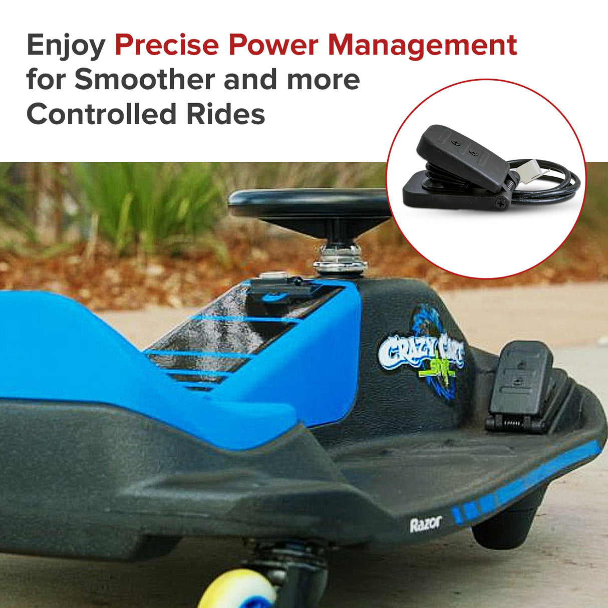 Foot Pedal Throttle for the Razor Crazy Cart Shift (Versions 1+) & Crazy Cart Shift Lightshow