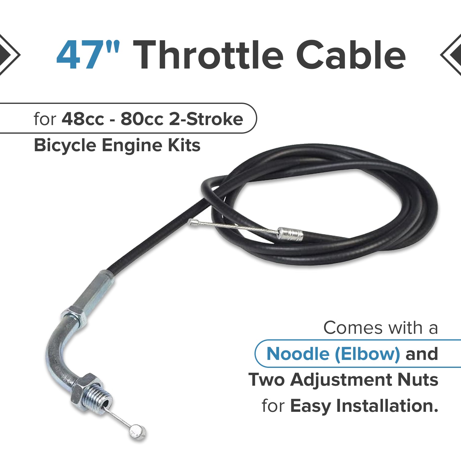 47" Throttle Cable for 48cc - 80cc 2-Stroke Bicycle Engine Kits
