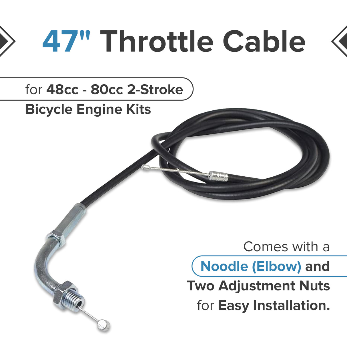 47" Throttle Cable for 48cc - 80cc 2-Stroke Bicycle Engine Kits