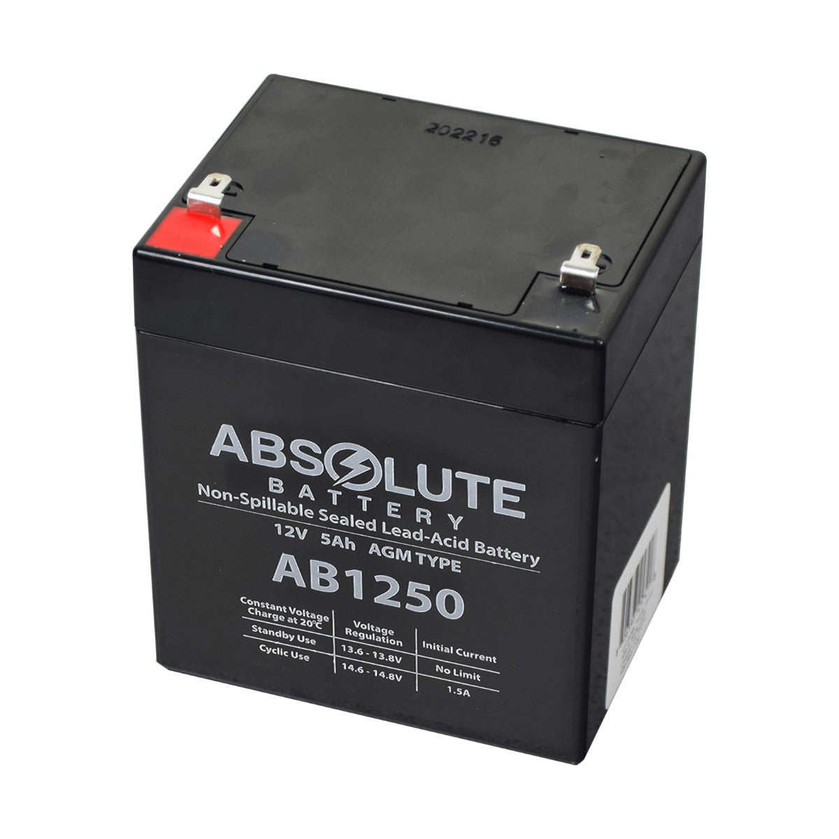 5 Ah 12 Volt UB1250 AGM Scooter Battery, rectangular and black with white text, featuring a durable, sealed design ideal for scooter replacements.