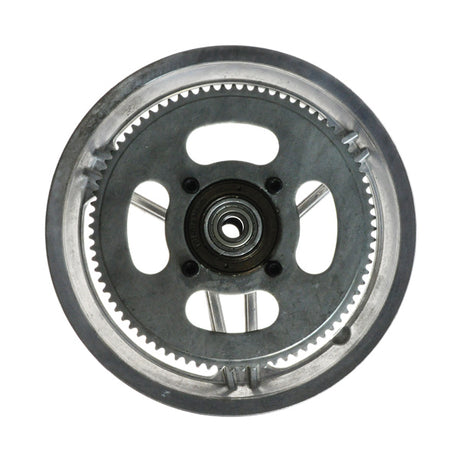 Close-up of a 12-1/2'' x 2-1/4 Rear Rim with Straight Spokes & 80 Tooth #25 Chain Sprocket, featuring visible spokes and rim details, commonly used on Chinese electric scooters.