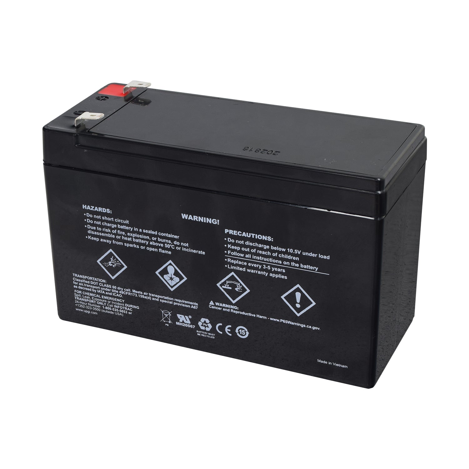 10 Ah 12 Volt UB12100-S AGM Scooter Battery, a black rectangular battery with white text, featuring sealed design for maintenance-free use and high performance in electric scooters.