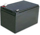 10 Ah (12 Ah Replacement) 12 Volt AGM Battery (Premium) **CLEARANCE** with a black rectangular body and red and white cap, designed as a low-cost replacement for 12 Ah batteries.