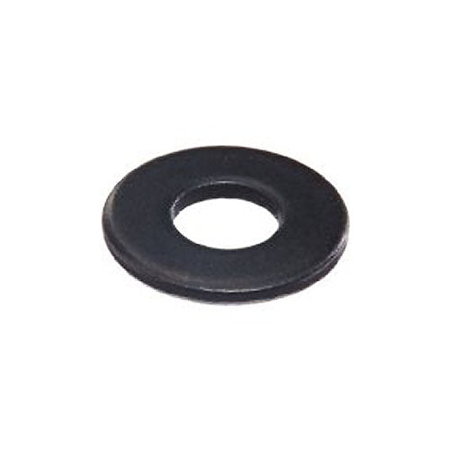 1/2x1x1/16 Black Flat Washer (WASSTND1012): a black round object with a central hole, typically used in power chairs and scooters for secure fastening.