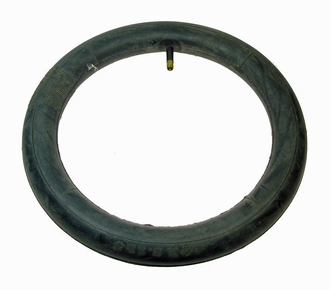 12 x 2.125 Scooter Inner Tube featuring a black tire with an attached tube, shown in a circular shape.