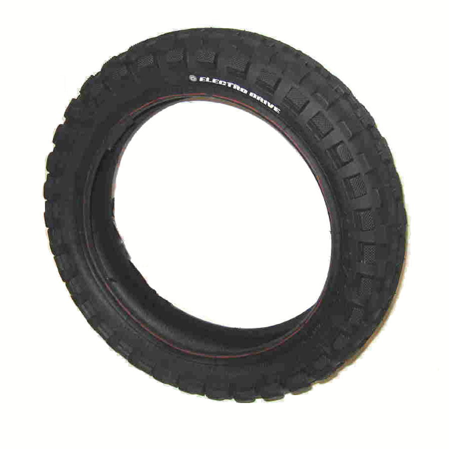 12-1/2 x 3.0 Currie Knobby Scooter Tire, featuring prominent tread suitable for Schwinn, GT, Mongoose, and I-Zip 500-1000 Series electric scooters.