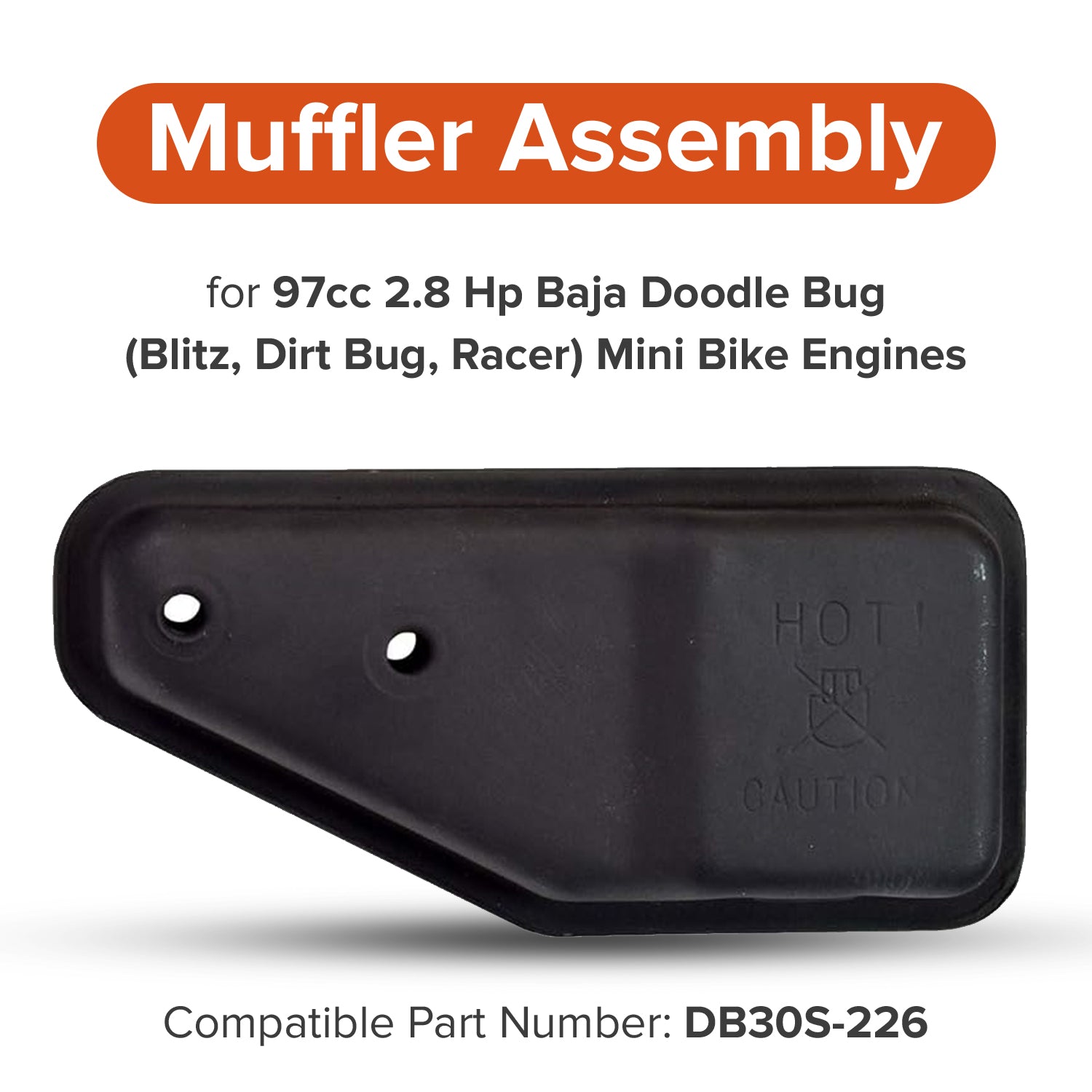 Muffler Assembly for 97cc 2.8 Hp Baja Doodle Bug (Blitz, Dirt Bug, Racer) Mini Bike Engines