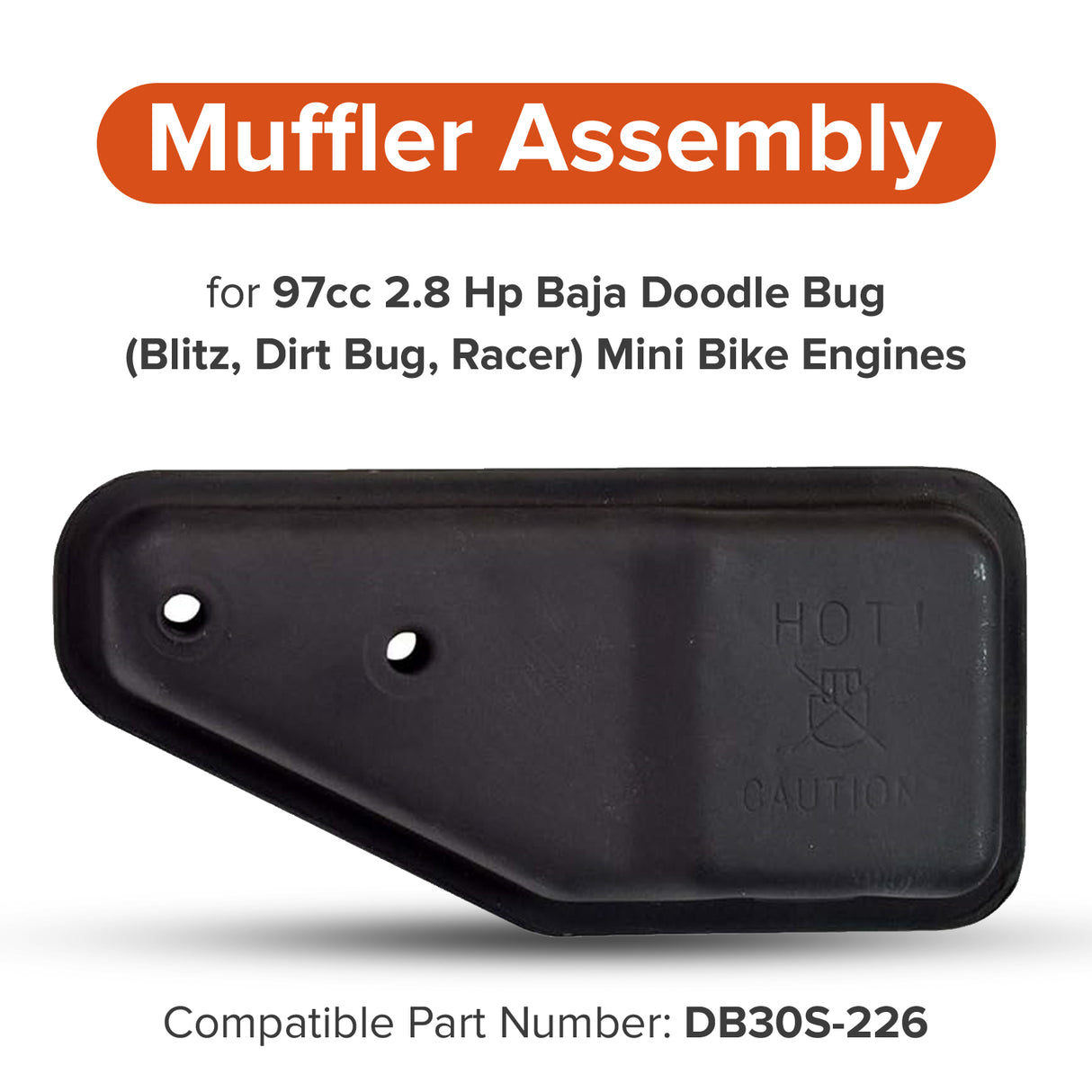 Muffler Assembly for 97cc 2.8 Hp Baja Doodle Bug (Blitz, Dirt Bug, Racer) Mini Bike Engines