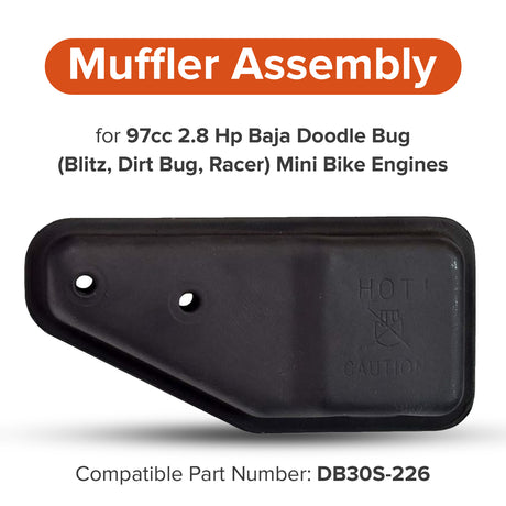 Muffler Assembly for 97cc 2.8 Hp Baja Doodle Bug (Blitz, Dirt Bug, Racer) Mini Bike Engines