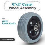 6"x2" Flat-Free Caster Wheel Assembly with Gray Tire for Jazzy Power Chairs