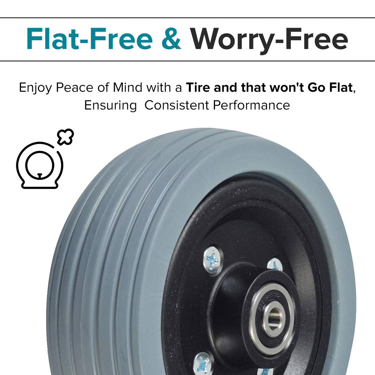6"x2" Flat-Free Caster Wheel Assembly with Gray Tire for Jazzy Power Chairs