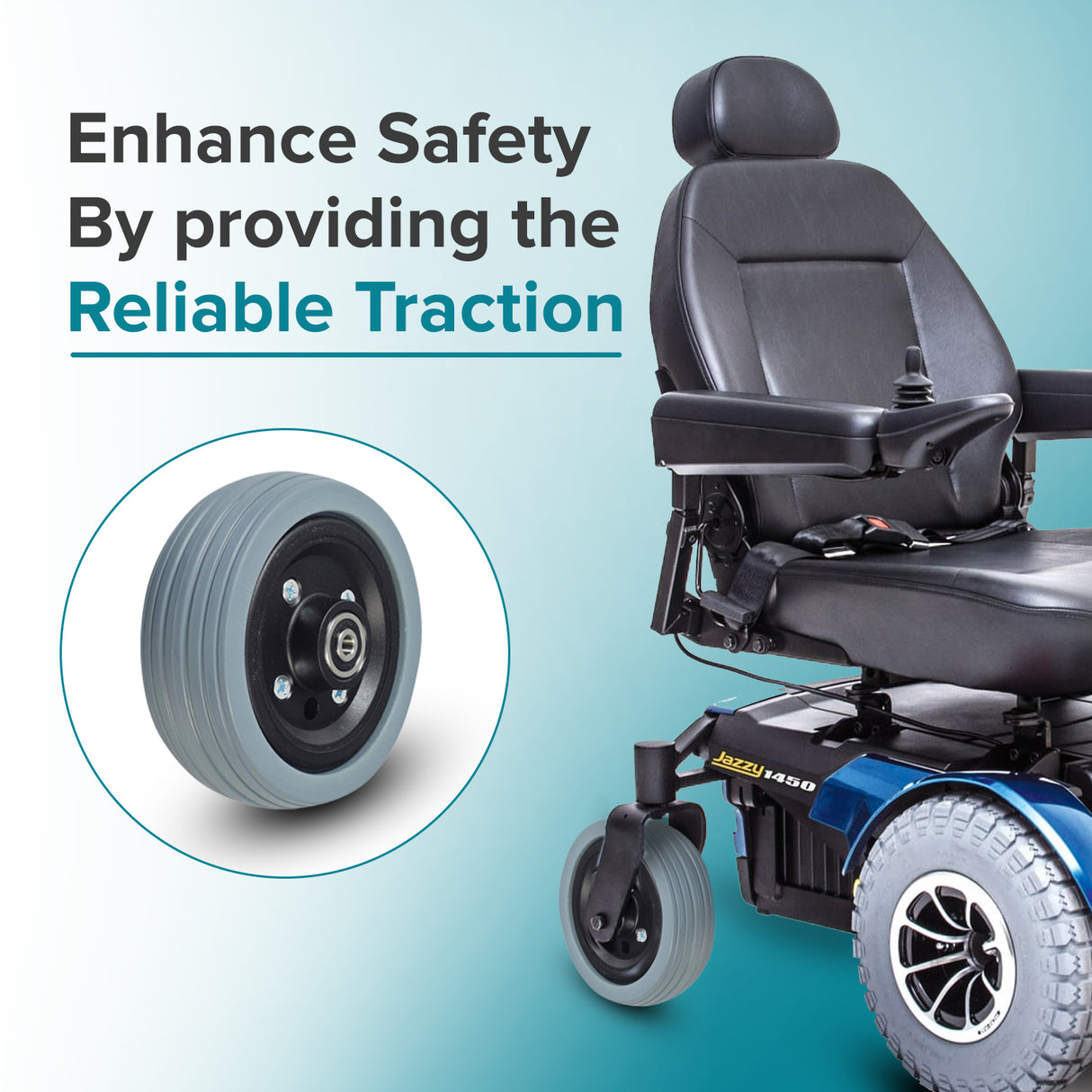 6"x2" Flat-Free Caster Wheel Assembly with Gray Tire for Jazzy Power Chairs