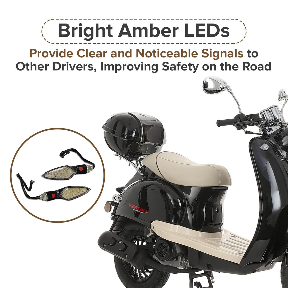 Amber LED Turn Signal Lights for Scooters (Set of 2)