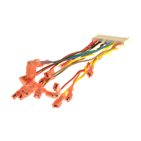 14 Pin Electronic Harness for Pride Legend (SC340) featuring a close-up view of multiple intertwined colorful wires, highlighting the intricate design and connectors crucial for the mobility scooter's functionality.