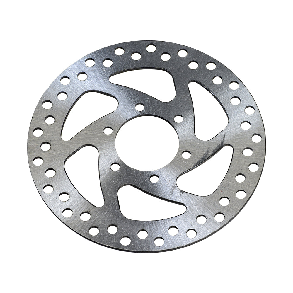 140 mm Brake Rotor for Currie Scooters, featuring a circular metal disc with multiple holes designed for disc brake systems, essential for electric scooter compatibility and performance.