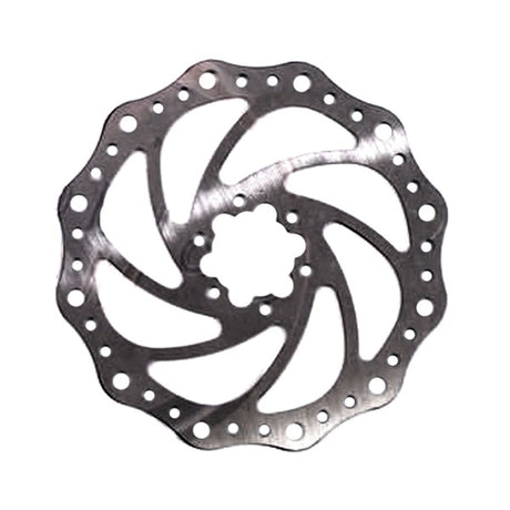 5-1/2 Rear Disc Brake Rotor for Electric Bike Rims, a circular metal object with holes, designed for Golden Motor Technology's Smart Pie and Magic Pie electric bike conversion kits.