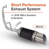 Black Short Performance Exhaust System for GY6 150cc Scooters & Go-Karts (Blemished)