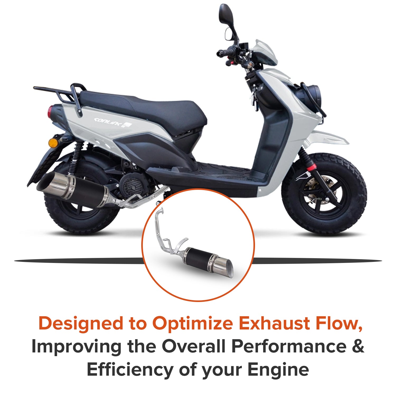 Black Short Performance Exhaust System for GY6 150cc Scooters & Go-Karts (Blemished)