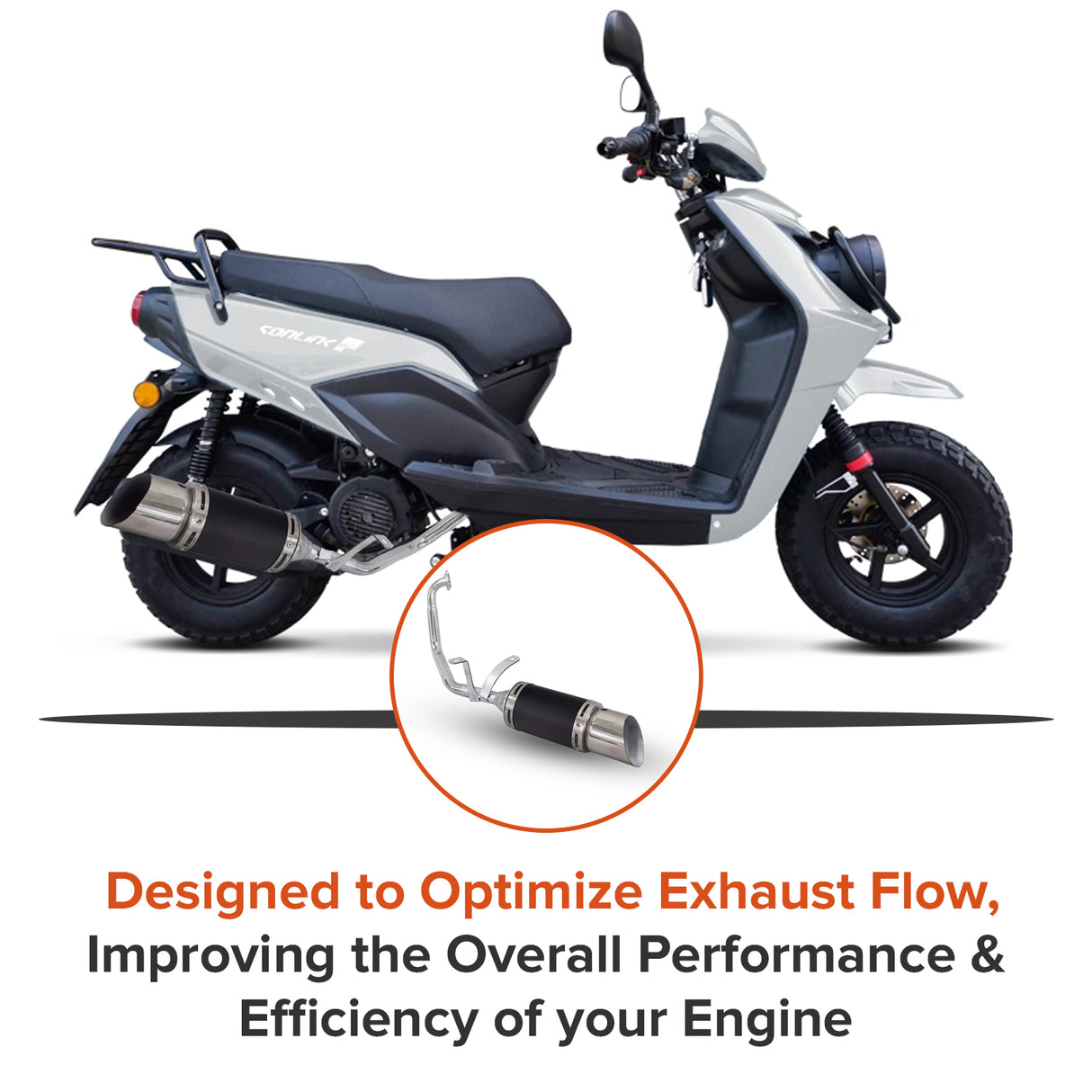 Black Short Performance Exhaust System for GY6 150cc Scooters & Go-Karts (Blemished)