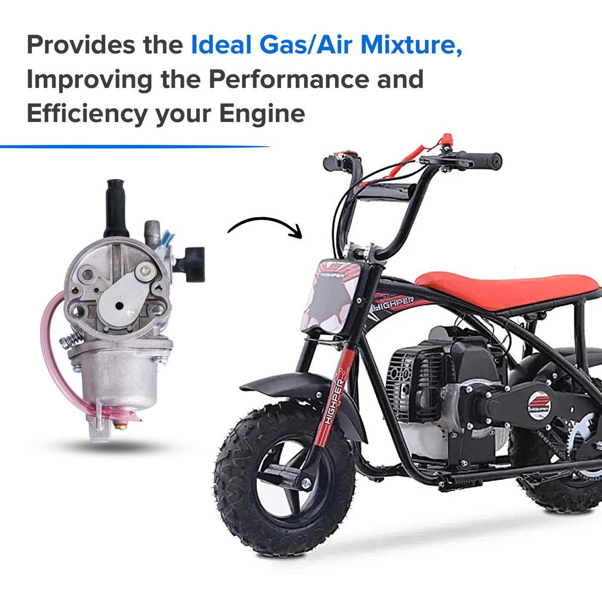 47cc, 49cc, 50cc, & 52cc Scooter & Pocket Bike Carburetor with 13 mm Intake