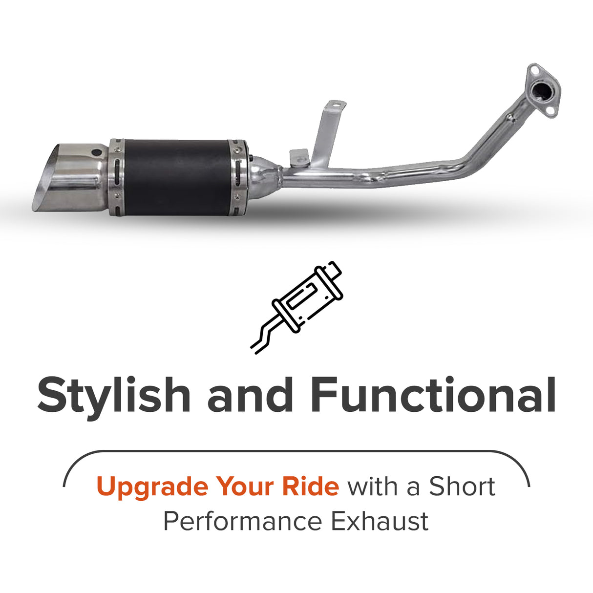 Black Short Performance Exhaust System for GY6 150cc Scooters & Go-Karts (Blemished)