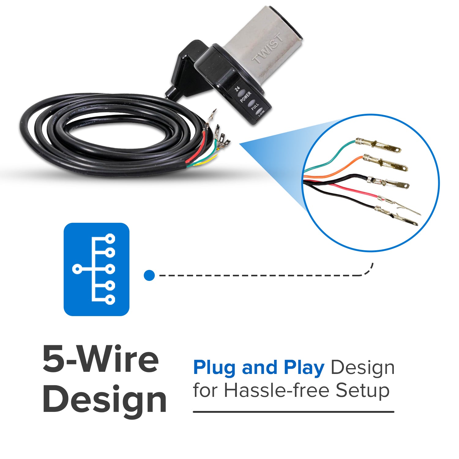 Razor Variable Speed 5-Wire Twist Grip Throttle with 62" Wires