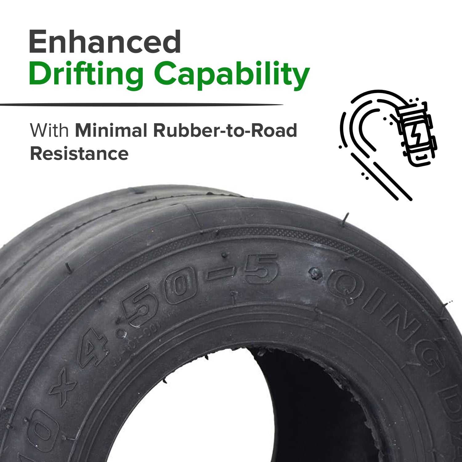 10x4.50-5 Tubeless Slick Tire  for Drift Trikes & Go-Karts