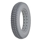 14x3 (3.00-8) Light Gray Solid Urethane Mobility Tire with Aero-flex™ Knobby Tread for Invacare Power Chairs, featuring a detailed tread pattern and sturdy build for enhanced traction and stability.