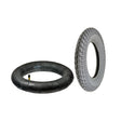 14x3 (3.00-8) Mobility Tire and Tube Set with Durotrap Tread, featuring a black pneumatic tire and matching inner tube, ideal for outdoor power chair use, shown close-up and side-by-side.