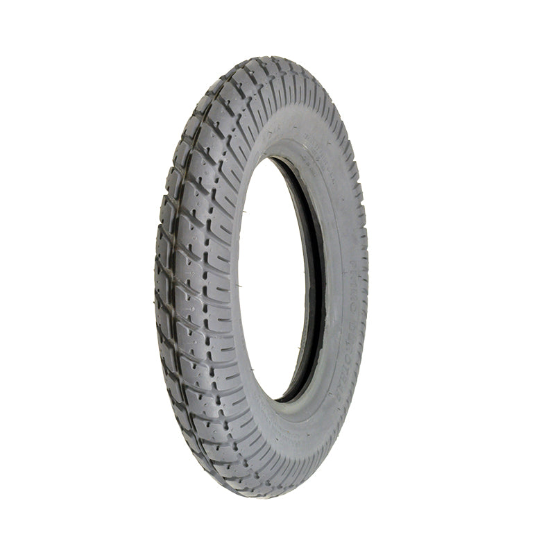 14x3 (3.00-8) Mobility Tire and Tube Set with Durotrap Tread, featuring a close-up view of a black tire with an in-cut tread pattern and a hole in the middle.