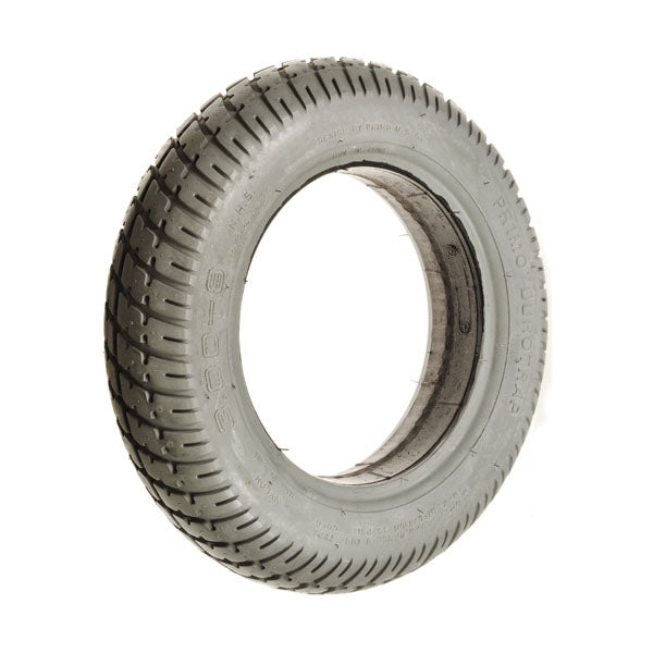 14x3 Drive Wheel Flat-Free Aqua Tread Tire for Jazzy Select 14XL, showcasing a grey tire with a central hole, designed for power chairs with no inner-tube needed.