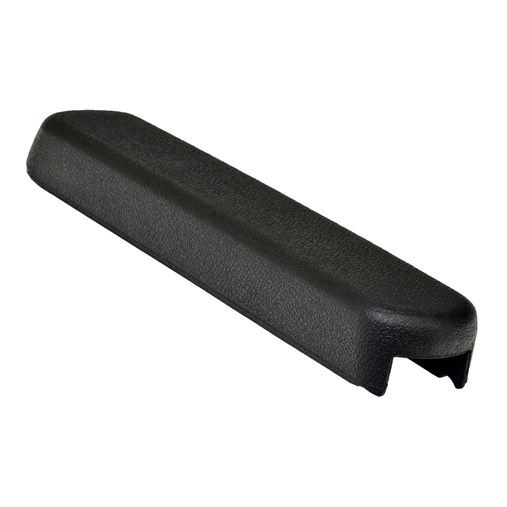 15 Black Armrest Pad for Pride Revo (SC60) and Sonic (SC50/SC52) mobility scooters, featuring a black plastic construction with a hole and elegant pebble texture, ready to mount.