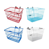 Lift-Off Patriotic Wire Basket with Mesh Bottom shown among various shopping baskets, featuring a sturdy mesh base and convenient lift-off design. Ideal for scooters and bikes, enhancing practicality and style.