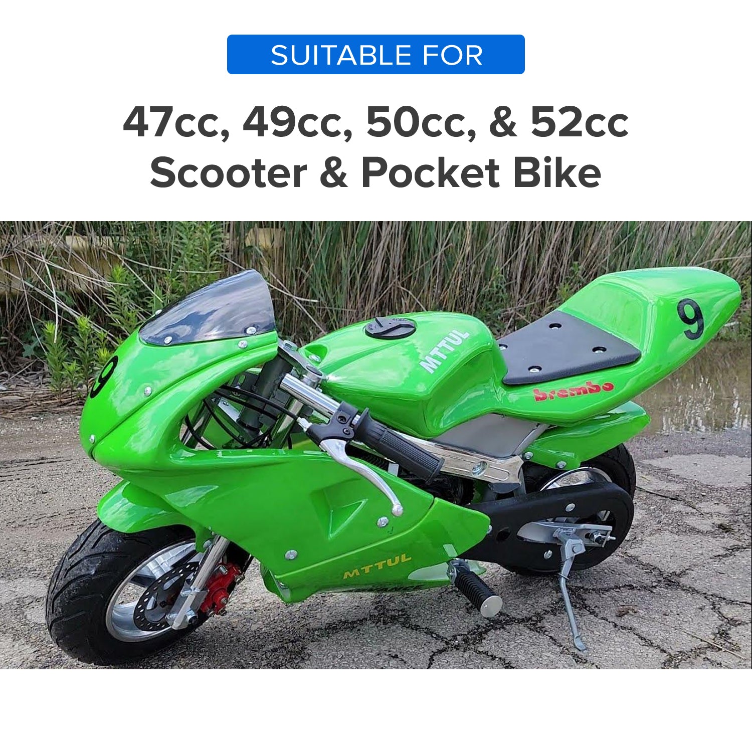 47cc, 49cc, 50cc, & 52cc Scooter & Pocket Bike Carburetor with 13 mm Intake