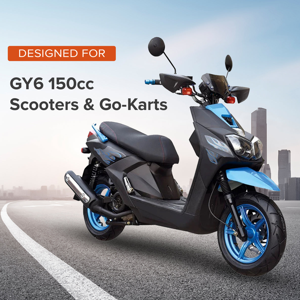 Black Short Performance Exhaust System for GY6 150cc Scooters & Go-Karts (Blemished)