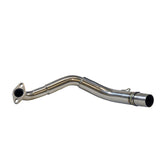 Oval Stainless Steel Exhaust Kit for 125cc & 150cc GY6 Scooters, featuring a close-up of a rust-resistant, chrome exhaust pipe with a hole, designed for enhanced scooter performance.