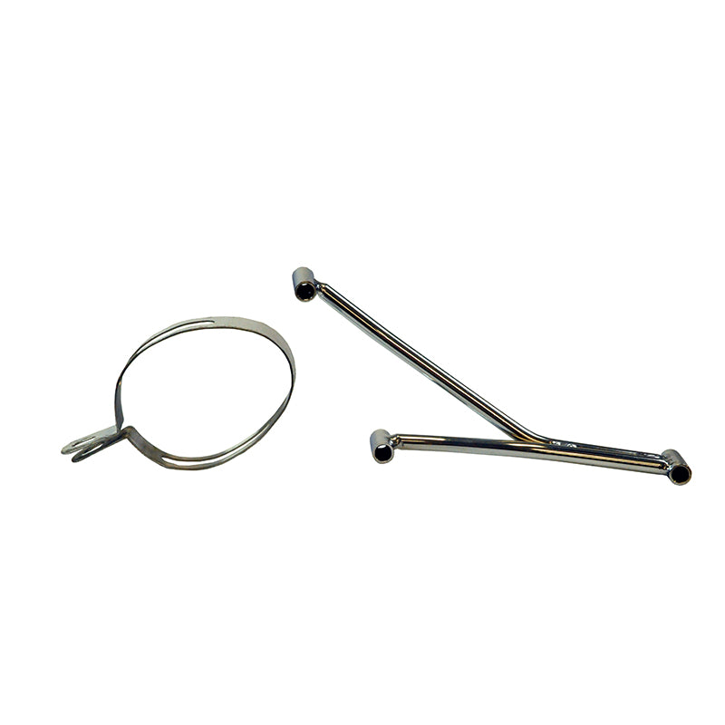 Oval Stainless Steel Exhaust Kit for 125cc & 150cc GY6 Scooters, featuring a rust-resistant metal body with a round, oval-shaped muffler. Close-up shows several related metal tools.