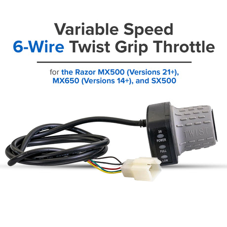 Razor Variable Speed 6-Wire Twist Grip Throttle for the Razor MX650 (Versions 14+) & Pocket Mod Bellezza