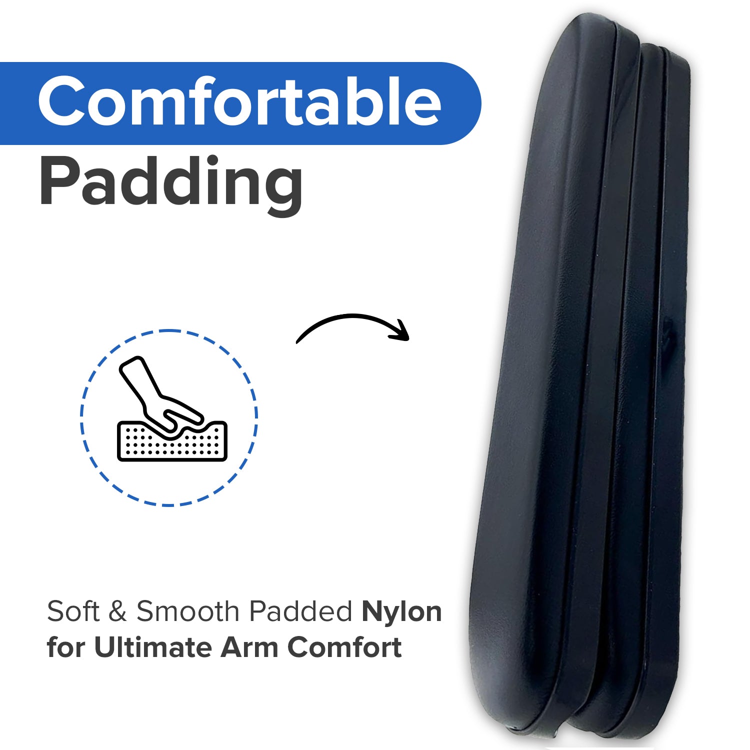 Full Length Vinyl Armrest Pads for Drive Wheelchairs and Transport Chairs (Set of 2)