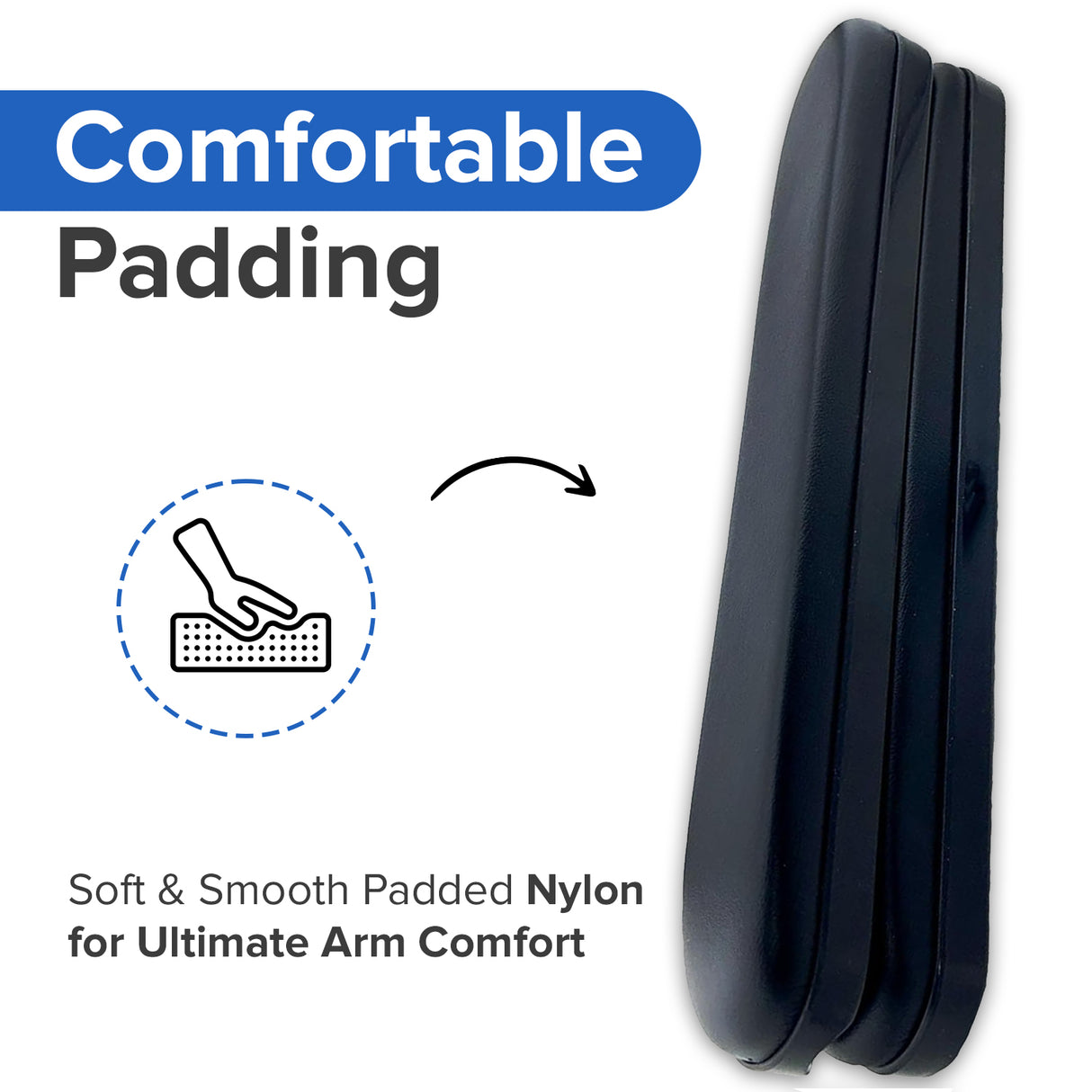 14" Full Length Padded Vinyl Armrest for Wheelchairs (Set of 2)