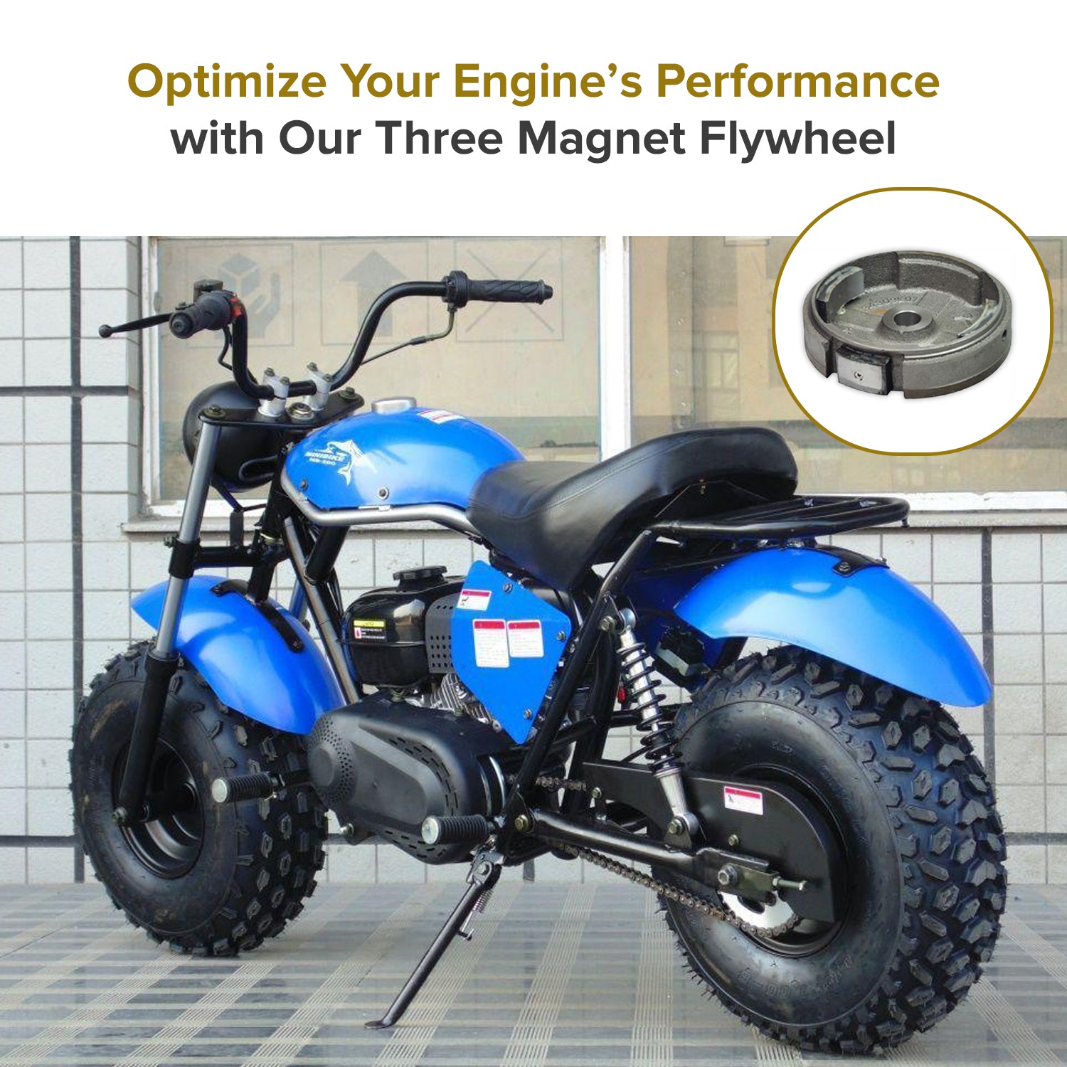Three Magnet Flywheel for the 6.5 Hp (Honda GX200 Clone) Engine Baja MB165 & MB200 Mini Bike