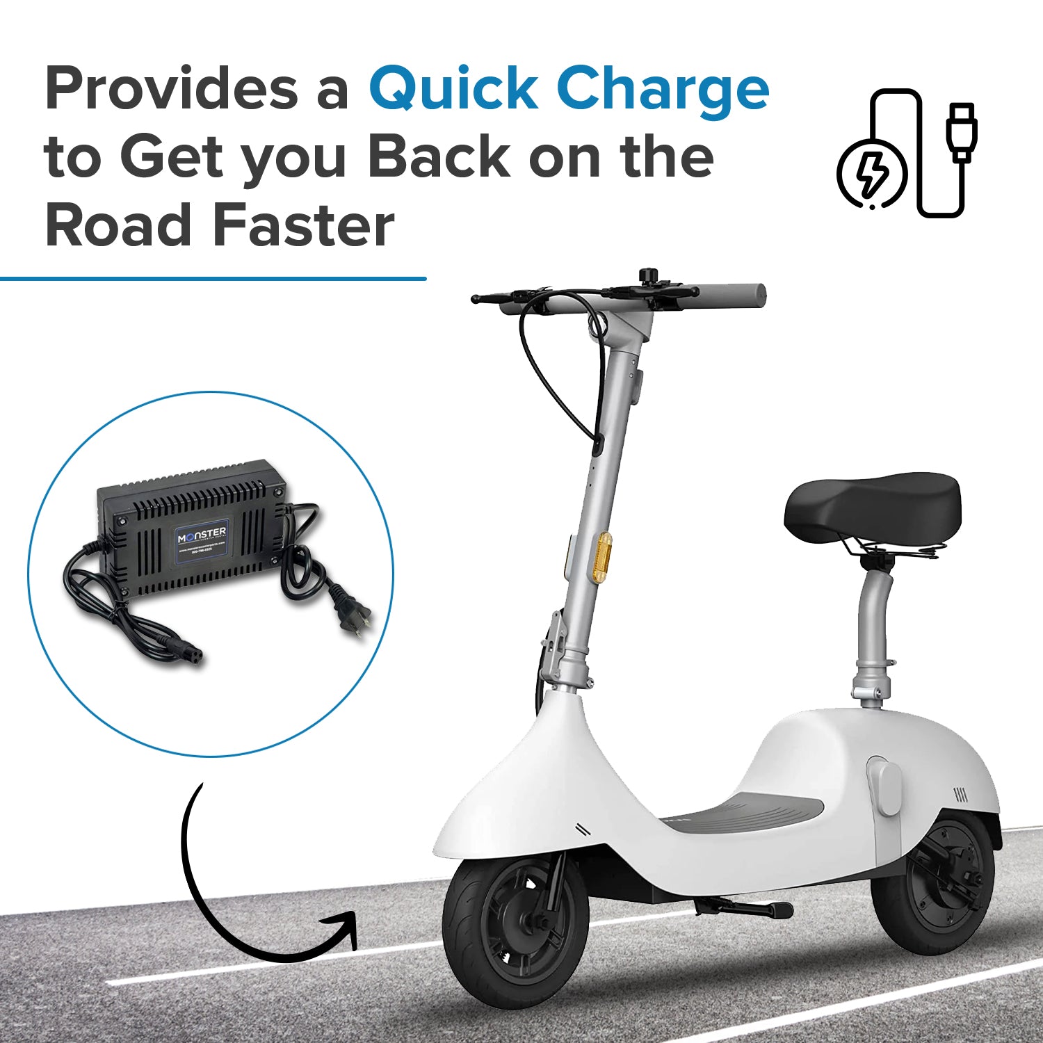 Electric Scooter Parts: 36 Volt 1.6 Amp 3-Prong Battery Charger