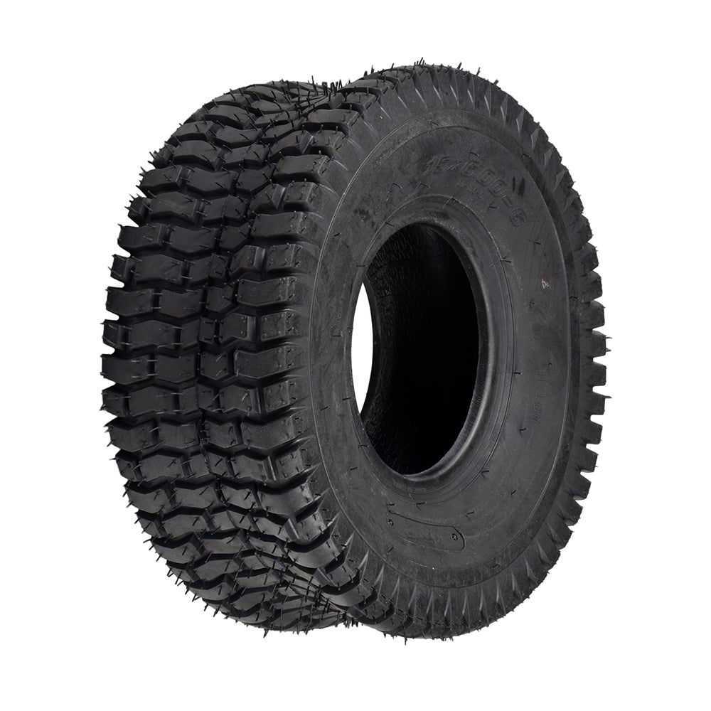 15x6.00-6 Tire for Murray Go-Karts, featuring a close-up of deep-siped tread, ideal for off-road use on ATVs and go-karts.